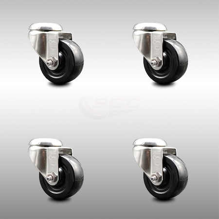 Service Caster 3.5 Inch 316SS Soft Rubber Wheel Swivel Bolt Hole Caster Set SCC-SS316BH20S3514-SRS-4